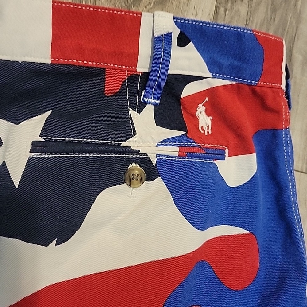 Polo Ralph Lauren Shorts Mens 33  Camo‎ Patriotic USA Red White Blue Relaxed Fit
